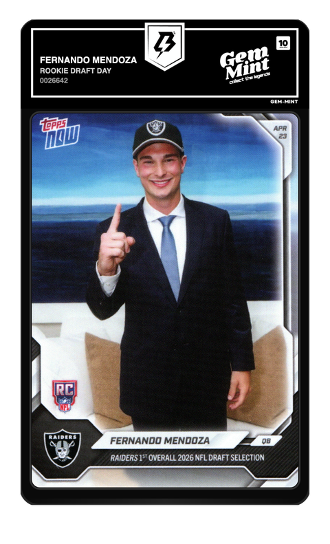 Fernando Mendoza 2026 Rookie Draft Day graded Gem Mint 10 by TradingCard360