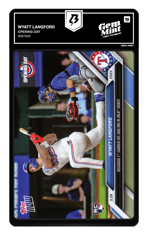 Wyatt Langford 2024 Topps Now graded Gem Mint 10 by TradingCard360