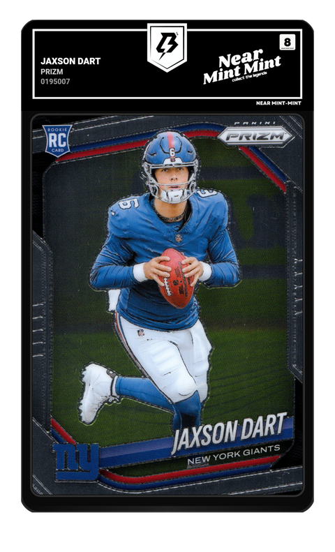 Jaxson Dart 2025 Prizm graded NM-MT 8 by TradingCard360