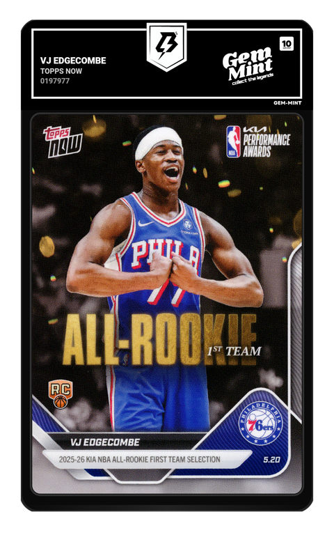 VJ Edgecombe 2026 Topps Now graded Gem Mint 10 by TradingCard360