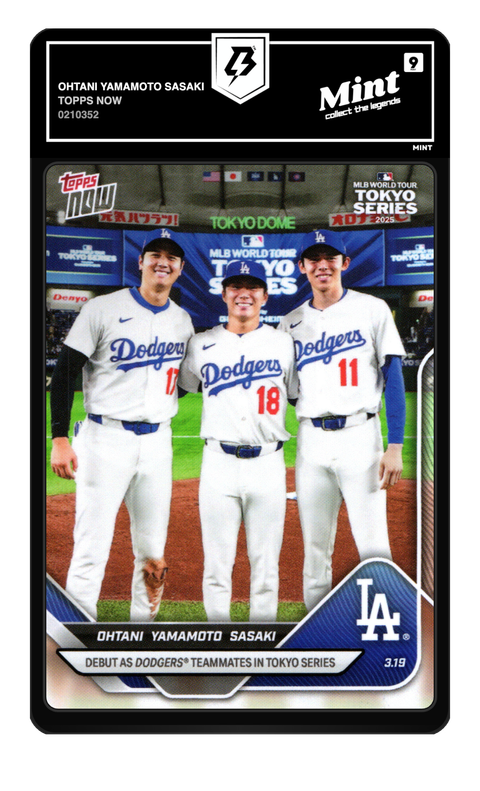 Ohtani Yamamoto Sasaki 2025 Topps Now graded Mint 9 by TradingCard360