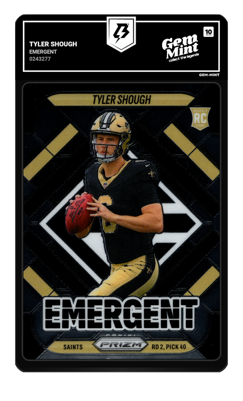 Tyler Shough 2025 Emergent graded Gem Mint 10 by TradingCard360