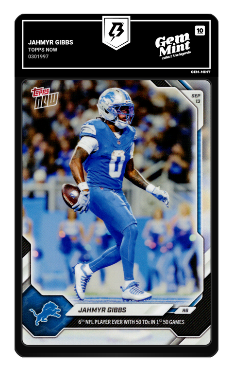 Jahmyr Gibbs 2026 Topps Now graded Gem Mint 10 by TradingCard360