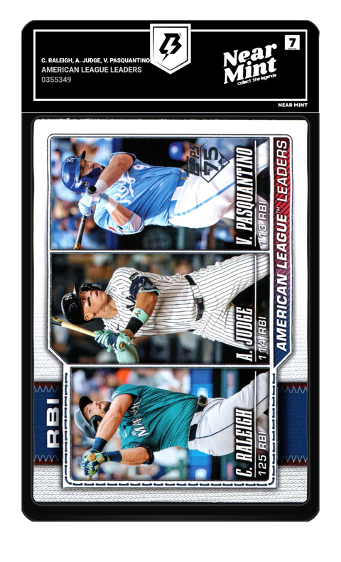 C. Raleigh, A. Judge, V. Pasquantino 2026 American League Leaders graded Near Mint 7 by TradingCard360