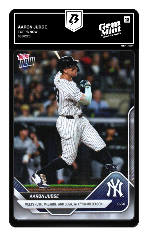 Aaron Judge 2025 Topps Now graded Gem Mint 10 by TradingCard360