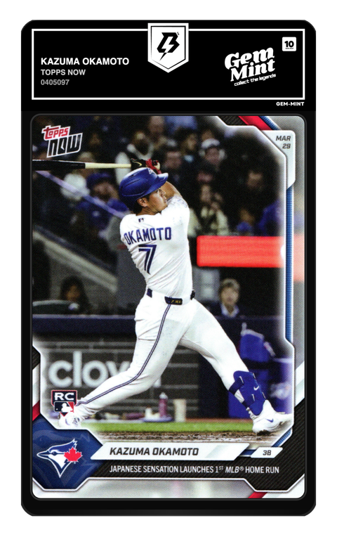 Kazuma Okamoto 2026 Topps Now graded Gem Mint 10 by TradingCard360