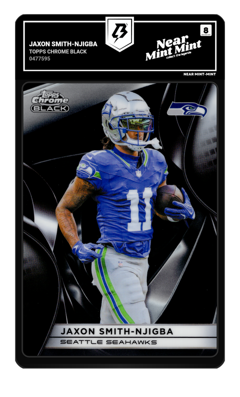 Jaxon Smith-Njigba 2025 Topps Chrome Black graded NM-MT 8 by TradingCard360