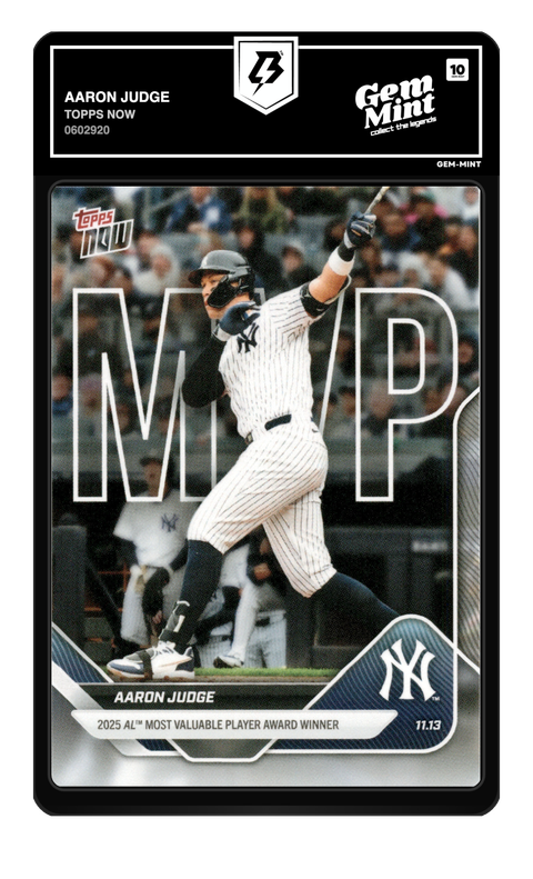 Aaron Judge 2025 Topps Now graded Gem Mint 10 by TradingCard360