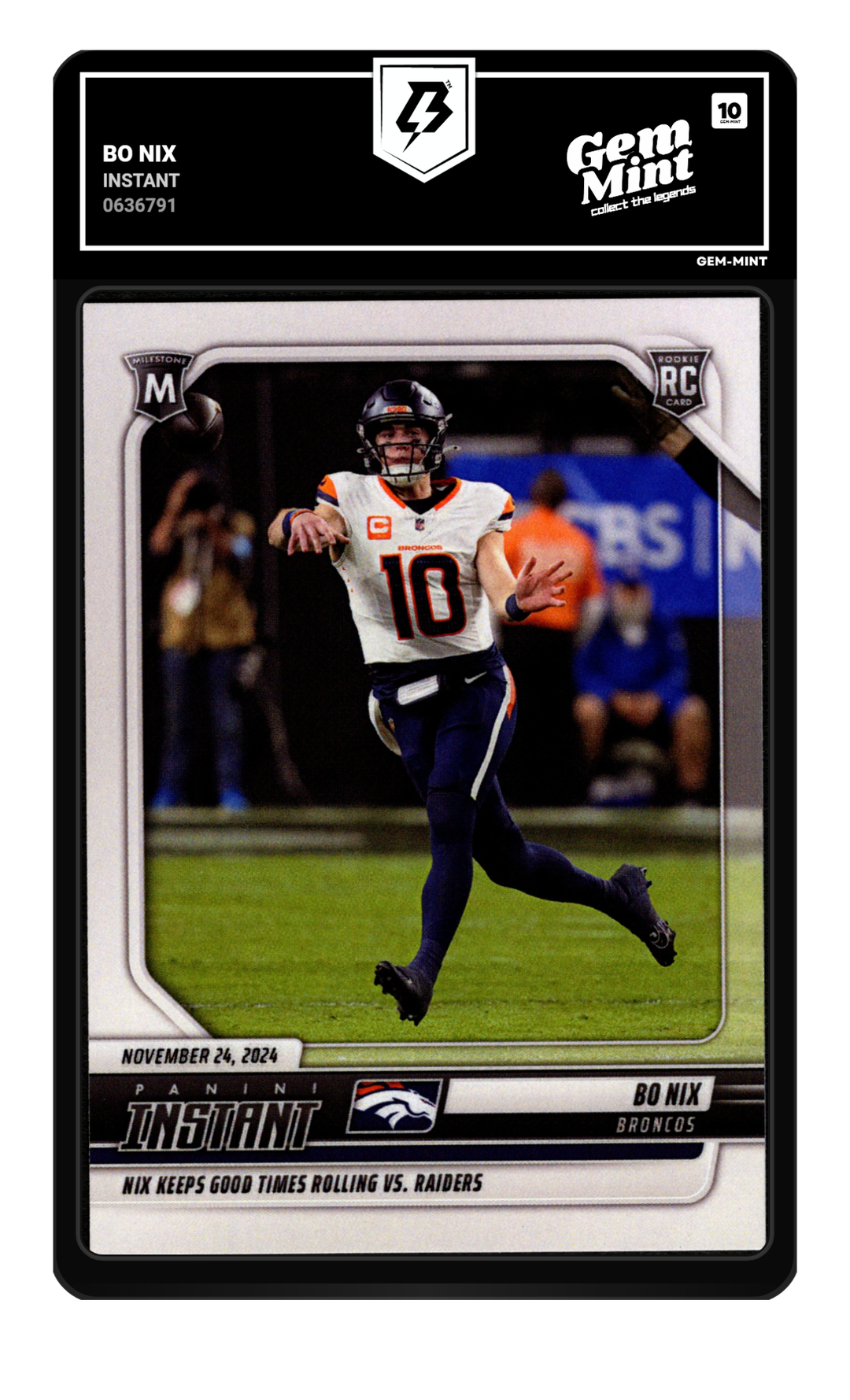 Bo Nix graded Gem Mint 10
