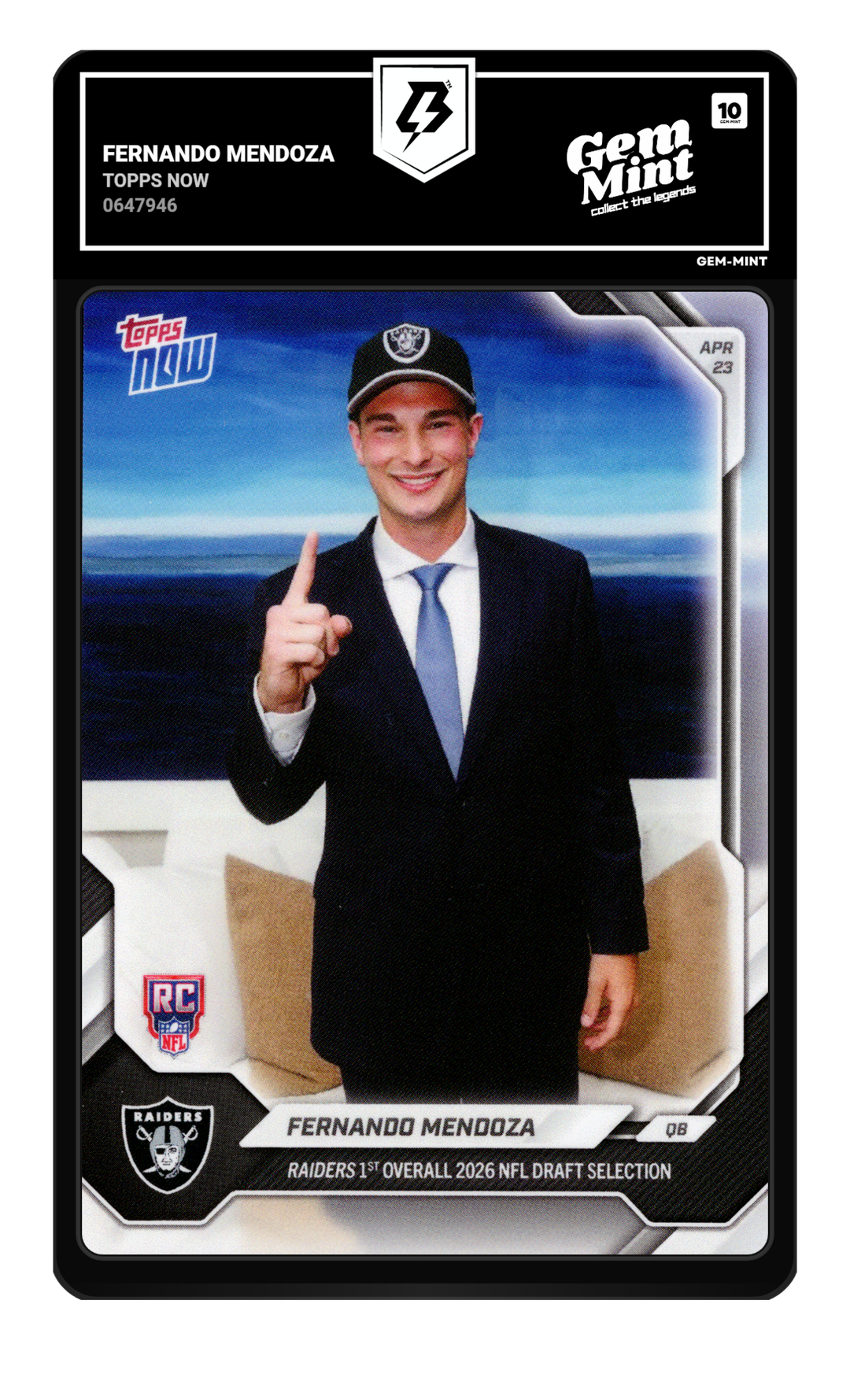 Fernando Mendoza graded Gem Mint 10