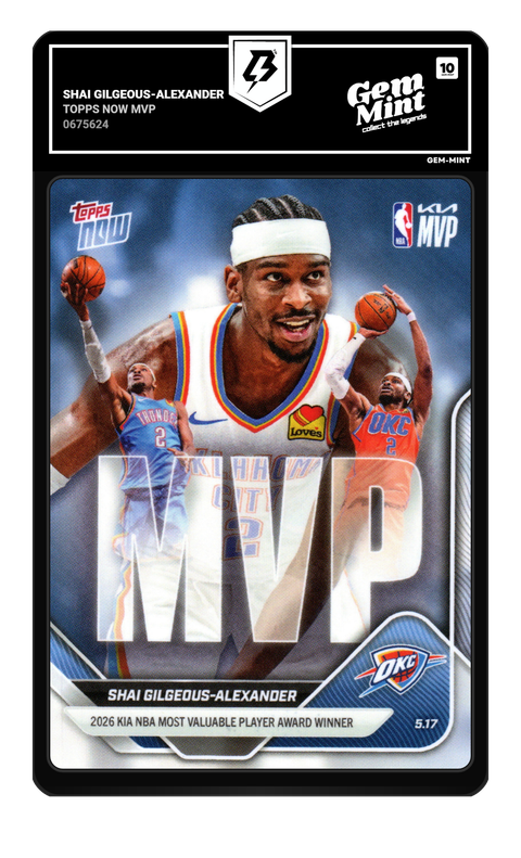 Shai Gilgeous-Alexander 2026 Topps Now MVP graded Gem Mint 10 by TradingCard360