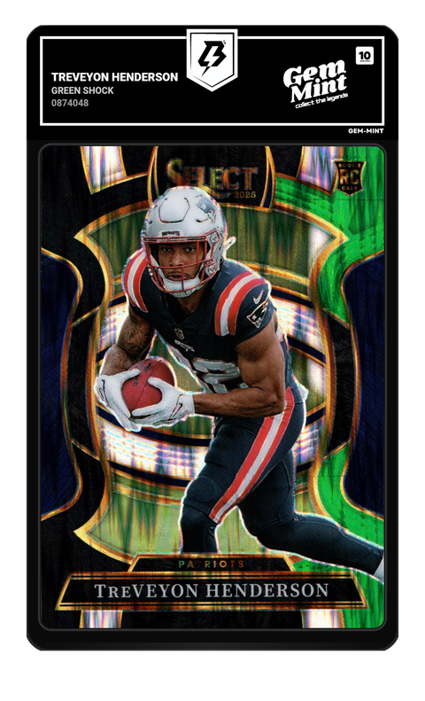 Treveyon Henderson 2025 Green Shock graded Gem Mint 10 by TradingCard360