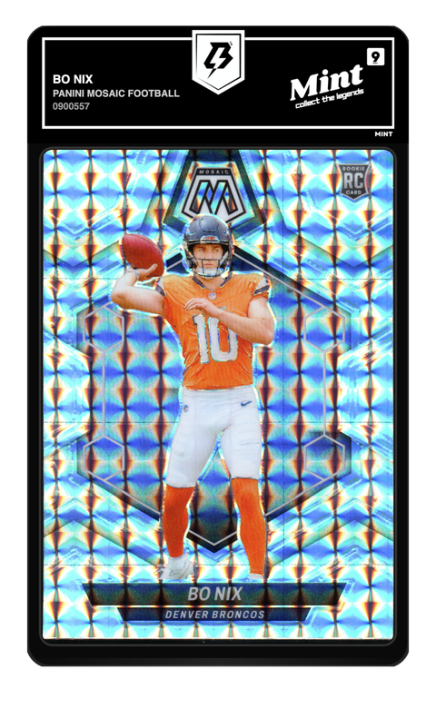 Bo Nix 2024 Panini Mosaic Football graded Mint 9 by TradingCard360