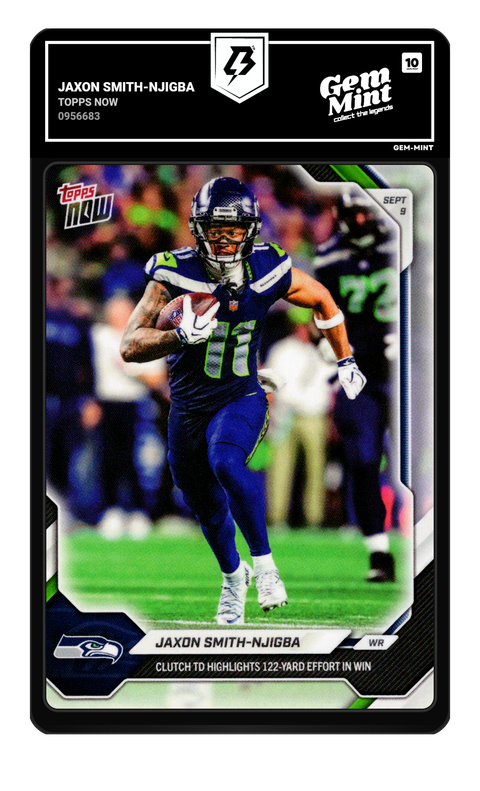 Jaxon Smith-Njigba 2026 Topps Now graded Gem Mint 10 by TradingCard360