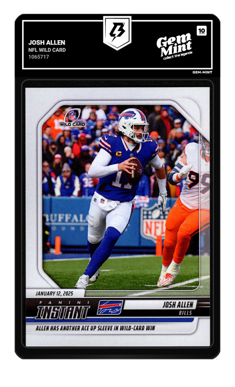 Josh Allen 2024 NFL Wild Card graded Gem Mint 10 by TradingCard360