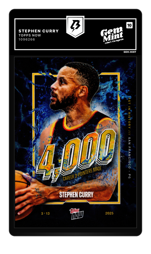 Stephen Curry 2025 Topps Now graded Gem Mint 10 by TradingCard360