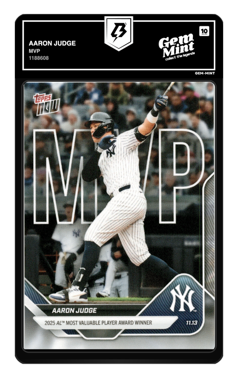 Aaron Judge 2025 Topps Now graded Gem Mint 10 by TradingCard360