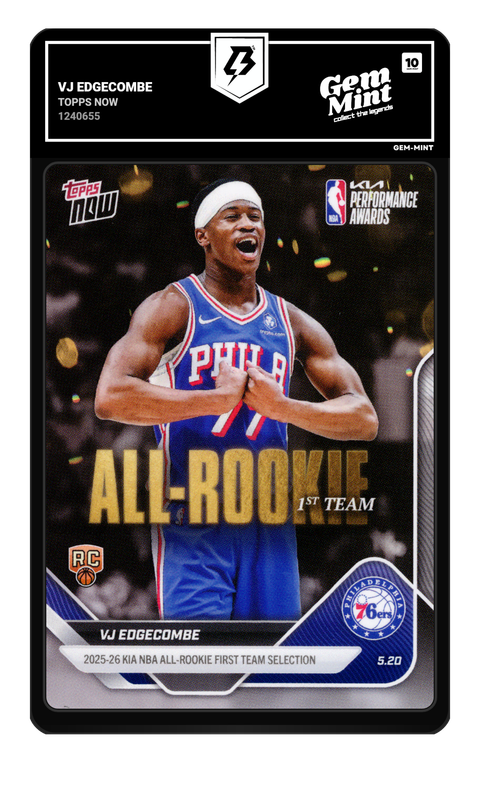 VJ Edgecombe 2026 Topps Now graded Gem Mint 10 by TradingCard360