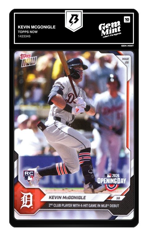 Kevin McGonigle 2026 Topps Now graded Gem Mint 10 by TradingCard360