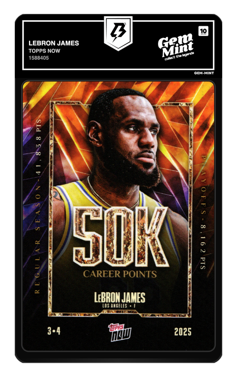 LeBron James 2025 Topps Now graded Gem Mint 10 by TradingCard360