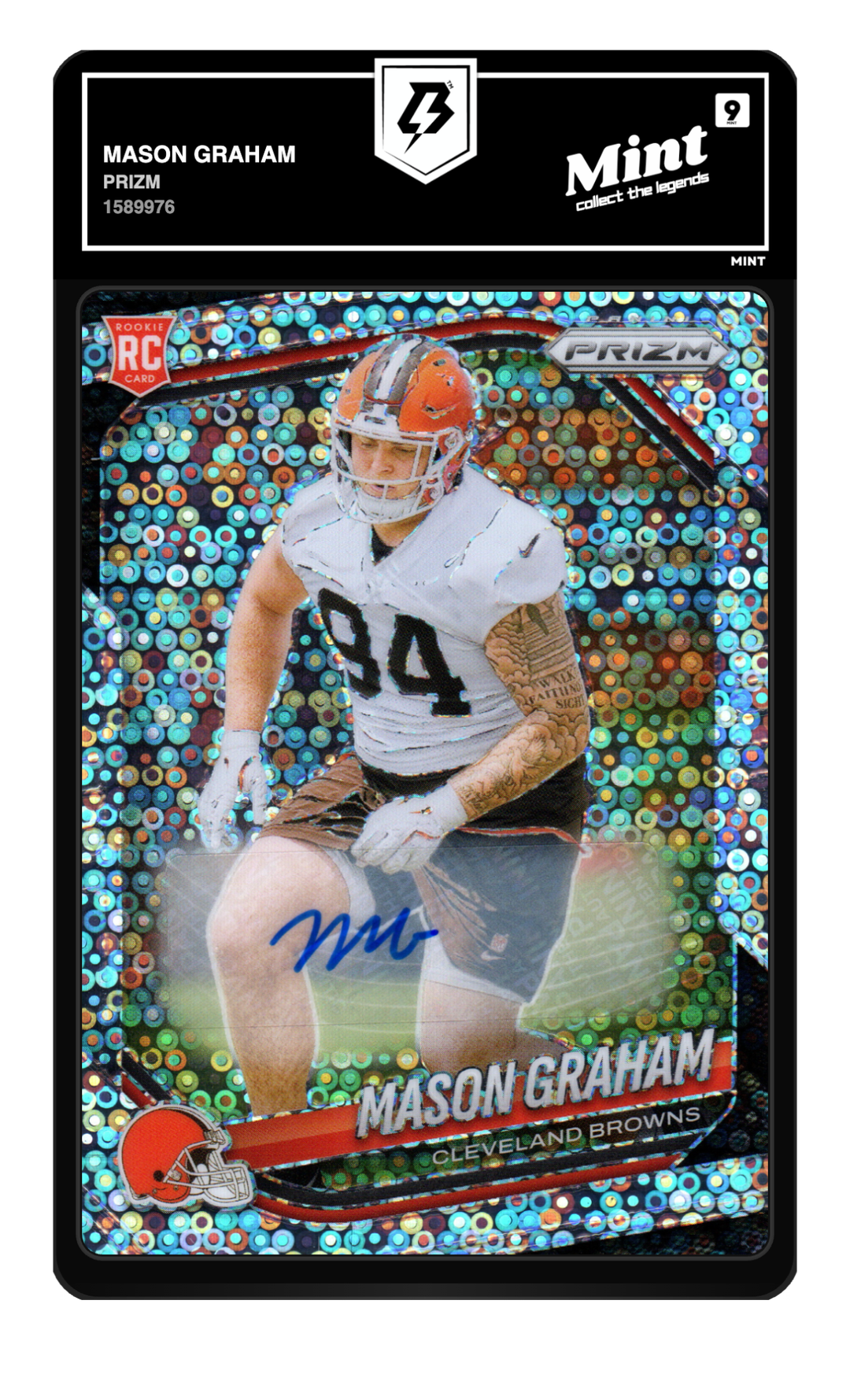 Graded slab — drag to flip between front and back