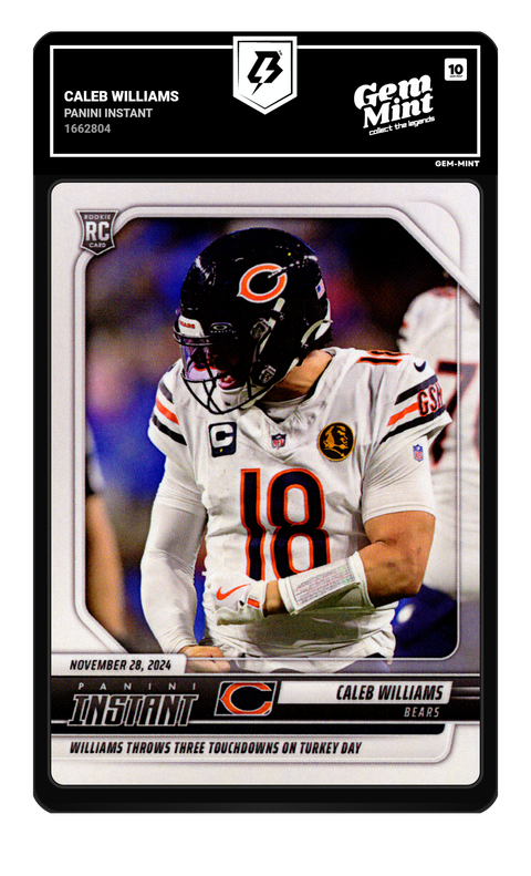 Caleb Williams 2024 Panini Instant graded Gem Mint 10 by TradingCard360