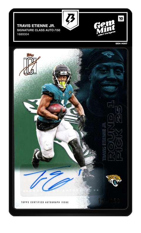 Travis Etienne Jr. 2025 Signature Class Auto /150 graded Gem Mint 10 by TradingCard360