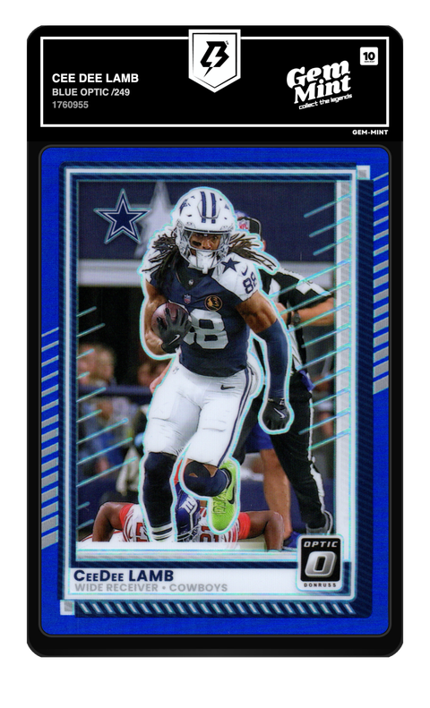 CeeDee Lamb 2025 Blue Optic /249 graded Gem Mint 10 by TradingCard360