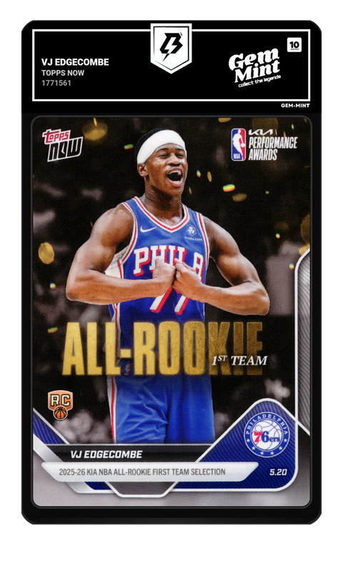 Vj Edgecombe 2026 Topps Now graded Gem Mint 10 by TradingCard360