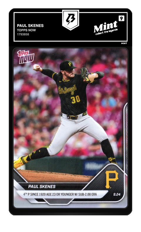 Paul Skenes 2025 Topps Now graded Mint 9 by TradingCard360