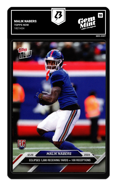 Malik Nabers 2024 Topps Now graded Gem Mint 10 by TradingCard360