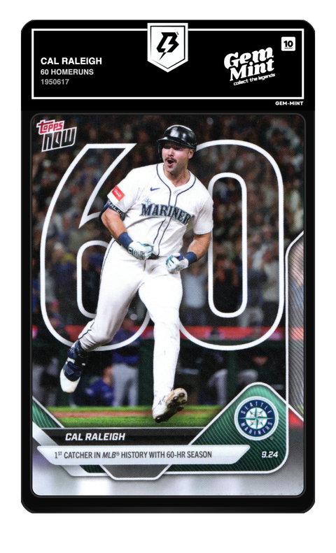 Cal Raleigh 2025 Topps Now graded Gem Mint 10 by TradingCard360