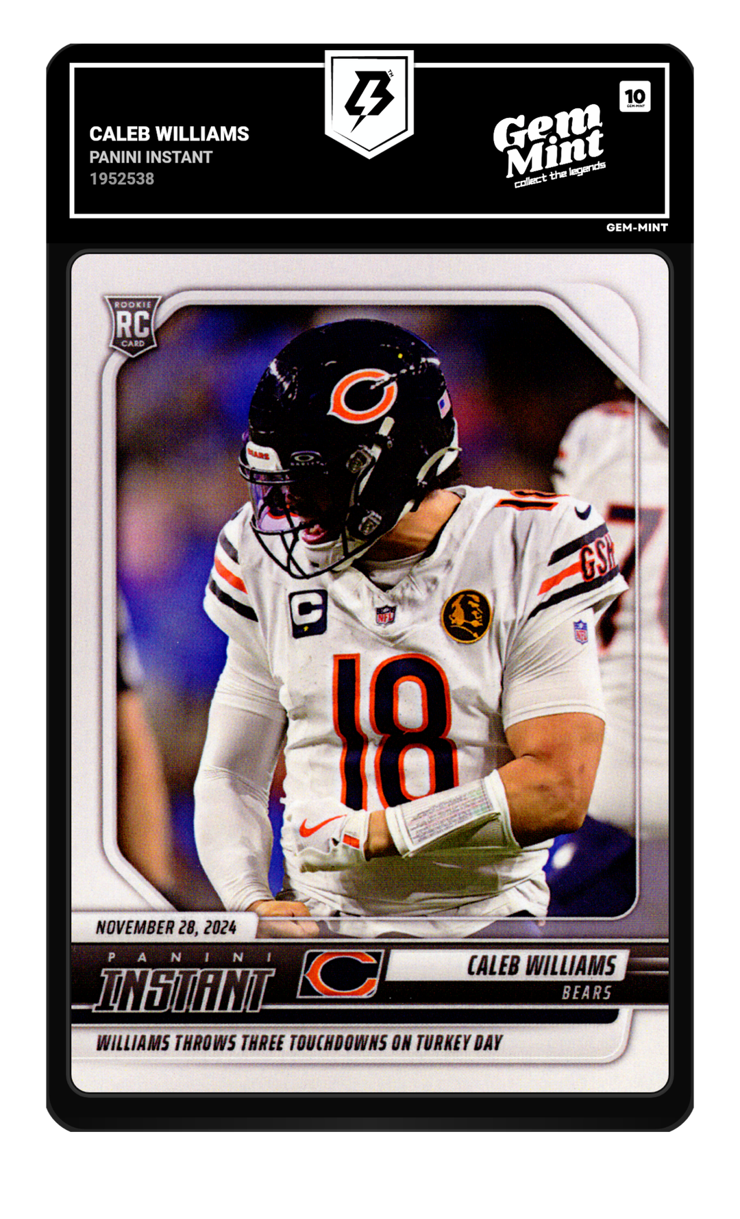 Caleb Williams graded Gem Mint 10