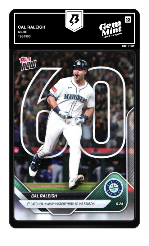 Cal Raleigh 2025 Topps Now graded Gem Mint 10 by TradingCard360