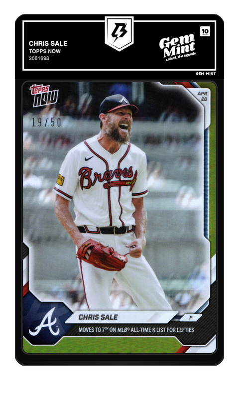 Chris Sale 2026 Topps Now graded Gem Mint 10 by TradingCard360