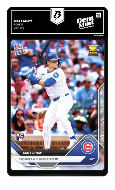 Matt Shaw 2025 Rookie graded Gem Mint 10 by TradingCard360