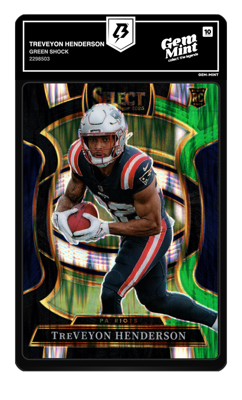 Treveyon Henderson 2025 Green Shock graded Gem Mint 10 by TradingCard360