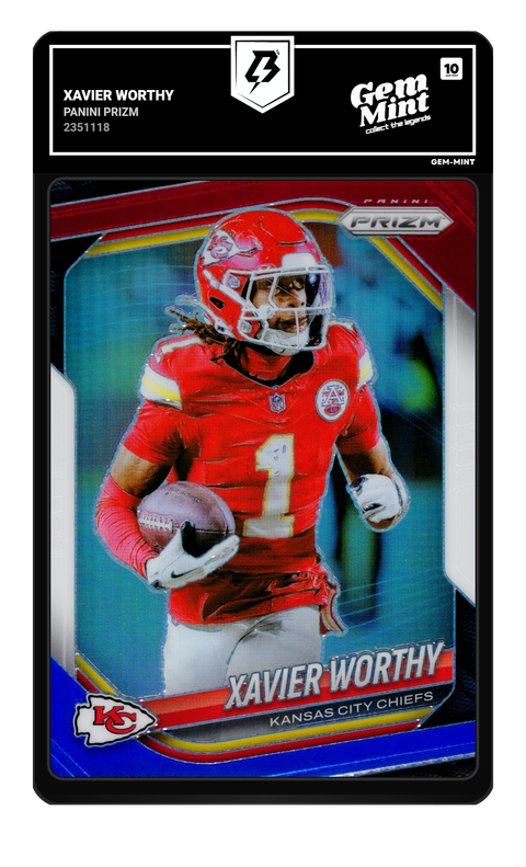 Xavier Worthy 2025 Panini Prizm graded Gem Mint 10 by TradingCard360