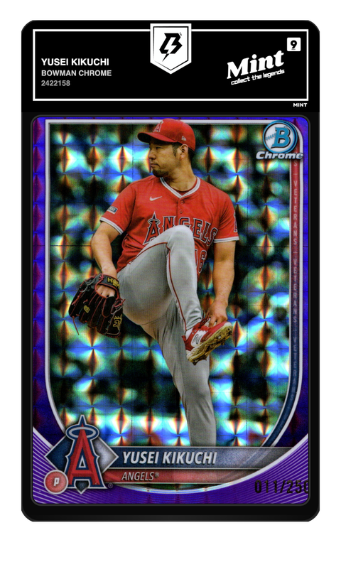 Yusei Kikuchi 2022 Bowman Chrome graded Mint 9 by TradingCard360