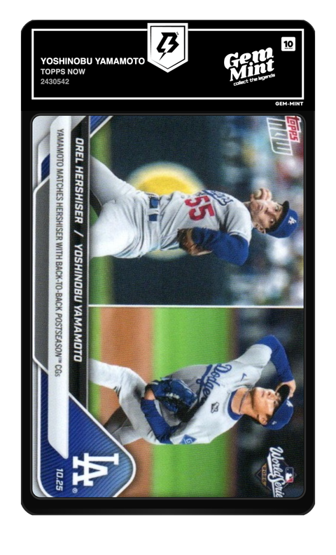 Yoshinobu Yamamoto 2023 Topps Now graded Gem Mint 10 by TradingCard360