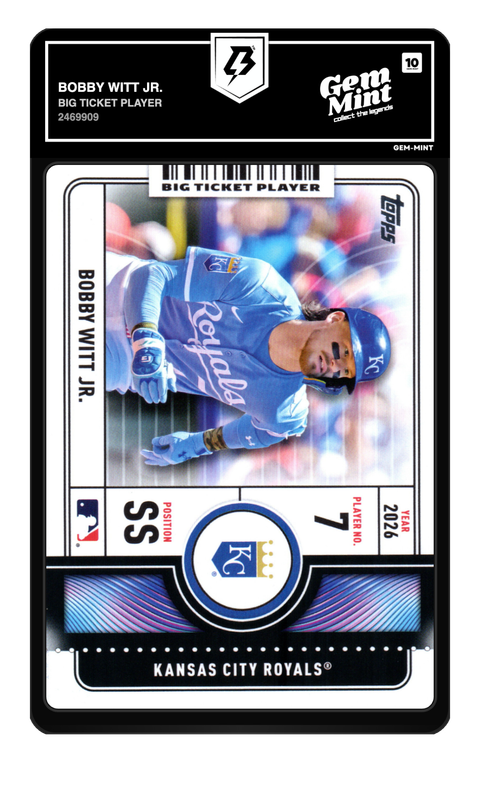 Bobby Witt Jr. 2026 Big Ticket Player graded Gem Mint 10 by TradingCard360