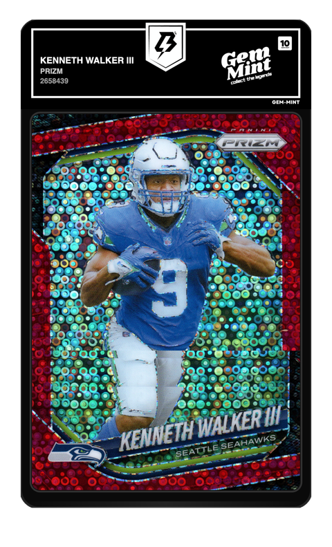 Kenneth Walker III 2025 Prizm graded Gem Mint 10 by TradingCard360