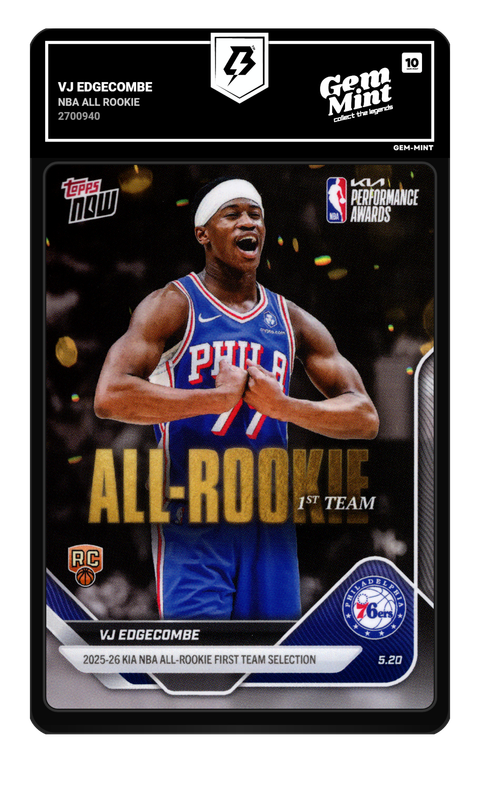 VJ Edgecombe 2026 NBA All Rookie graded Gem Mint 10 by TradingCard360
