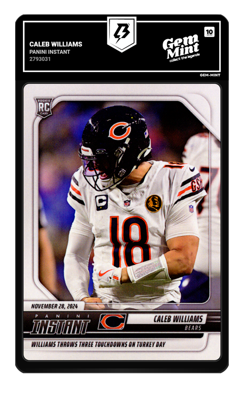 Caleb Williams 2024 Panini Instant graded Gem Mint 10 by TradingCard360