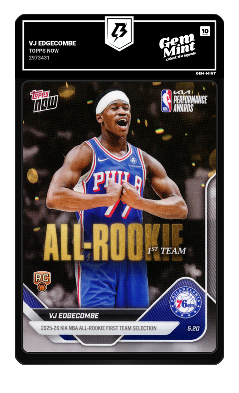 VJ Edgecombe 2026 Topps Now graded Gem Mint 10 by TradingCard360