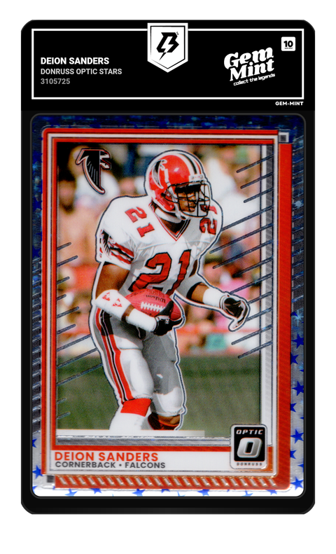 Deion Sanders 2025 Donruss Optic Stars graded Gem Mint 10 by TradingCard360