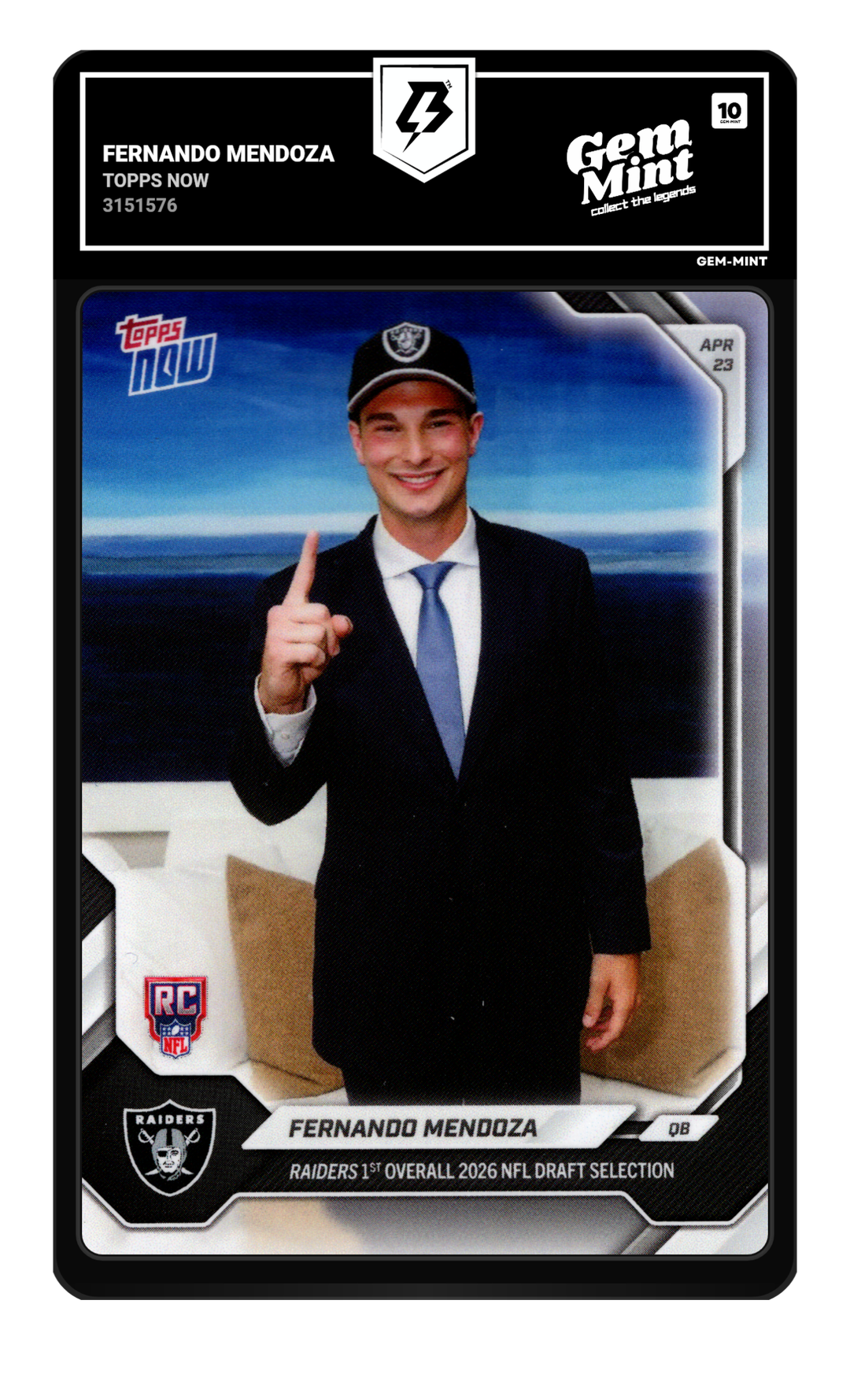 Fernando Mendoza graded Gem Mint 10