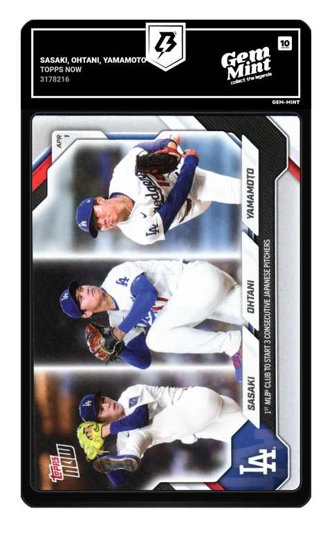 Sasaki, Ohtani, Yamamoto 2026 Topps Now graded Gem Mint 10 by TradingCard360