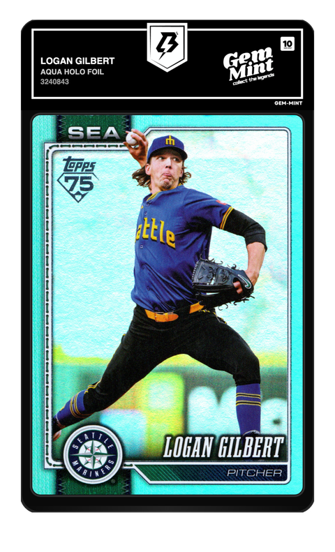 Logan Gilbert 2026 Aqua Holo Foil graded Gem Mint 10 by TradingCard360