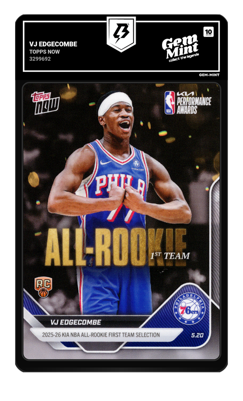 Vj Edgecombe 2026 Topps Now graded Gem Mint 10 by TradingCard360